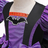 Halloween Bat Cosplay Purple Orange Witch Dress for Girls Children's Costumes