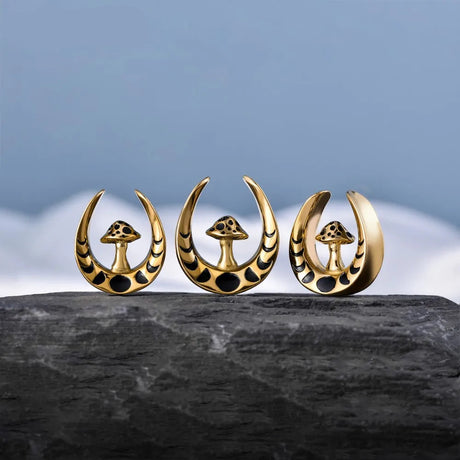 Stainless Steel Mushroom Saddle Ear Gauges Tunnels Expanders Plugs Earring Piercing Jewellery Double Flared 2PCS