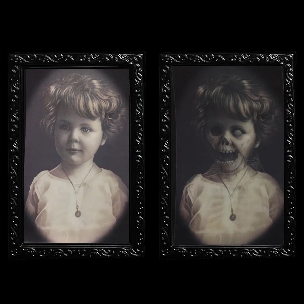 Horror Portraits Changing Face Ghost Halloween Decoration 3D Ghost Picture Frame