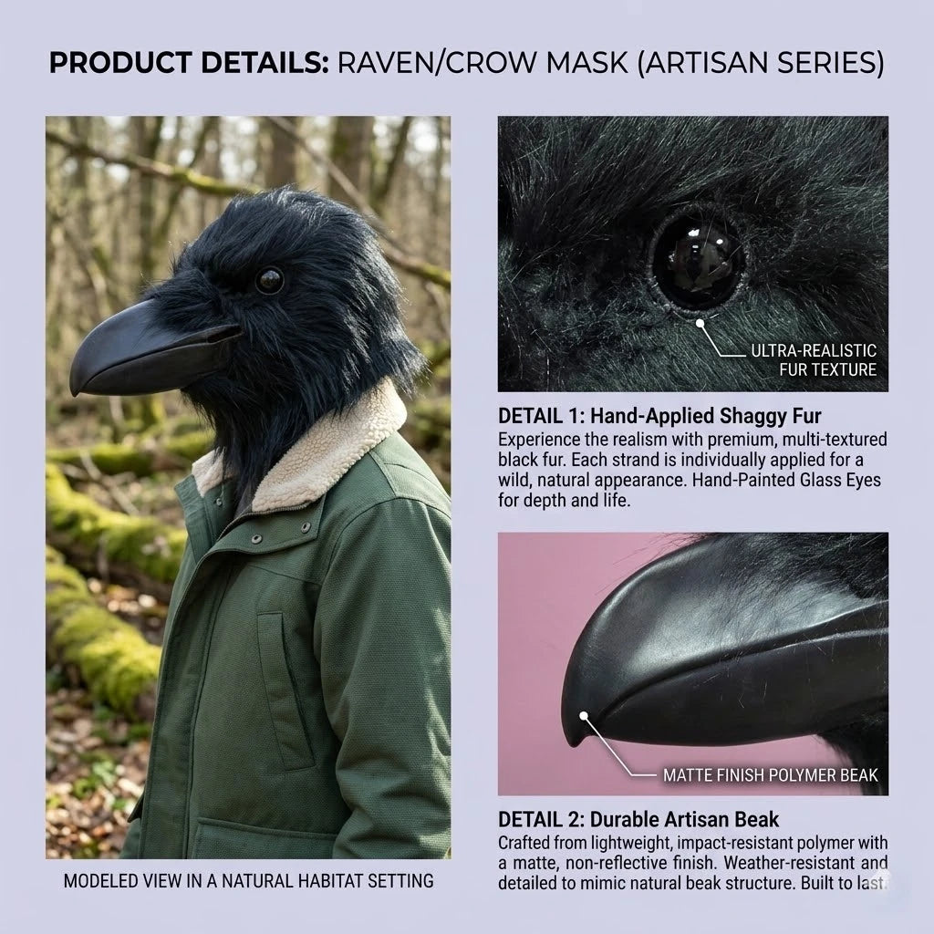 Black Raven Mask Adult Halloween Cosplay Costume Prop Stage Performance