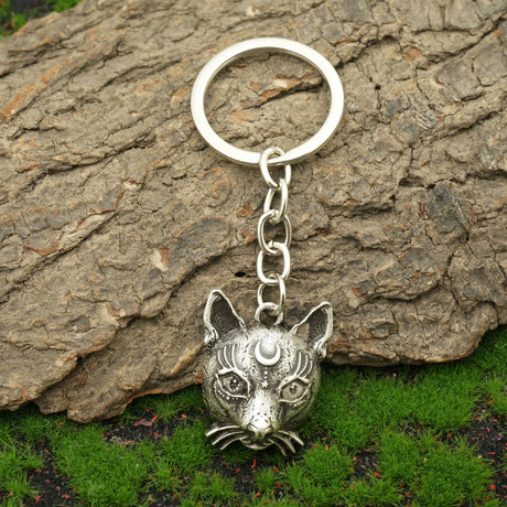 Witch's Cat Head Keyring
