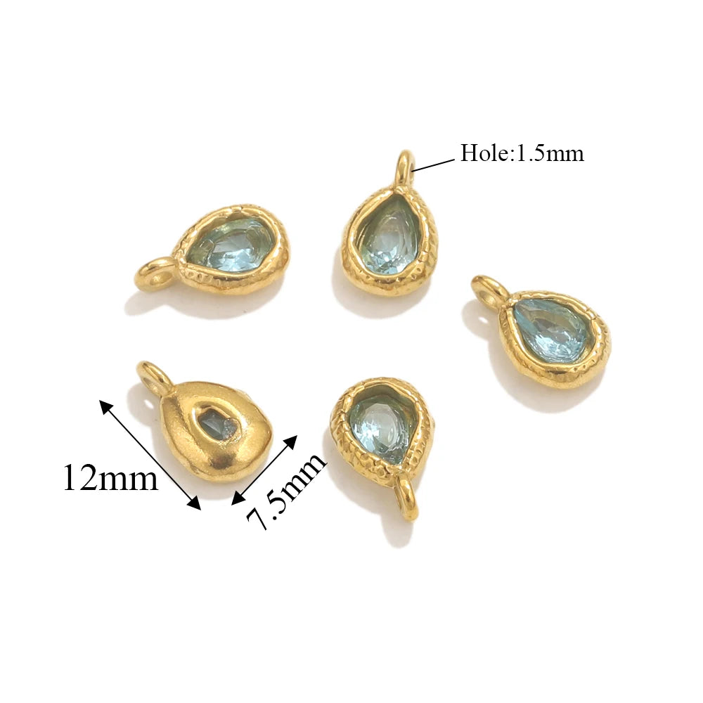 5pcs Stainless Steel Drop Crystal Charms For Jewellery Making DIY Earrings Bracelet