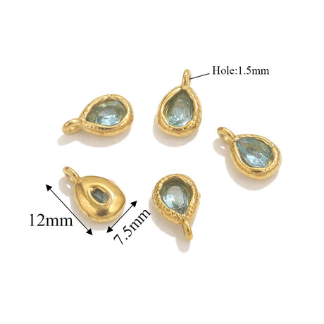 5pcs Stainless Steel Drop Crystal Charms For Jewellery Making DIY Earrings Bracelet