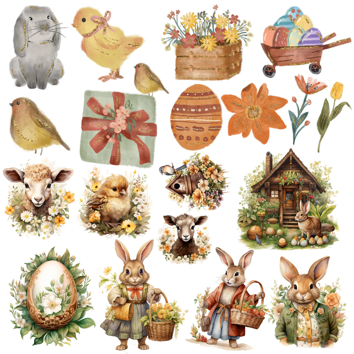 Set of 52 Easter Cardstock & Stickers Scrapbooking Crafting Supplies