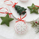 Handmade Embroidered Wool Felt Snowflake Heart Christmas Pendant Xmas Tree Hanging Ornaments