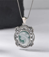 Kindred Spirit S925 Sterling Silver Pendants Blue Agate Portrait Jewelry