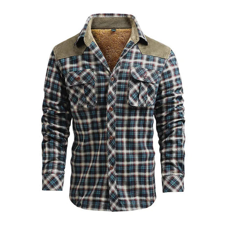 Woodsman Cotton Plaid Jacket Warm Winter Corduroy Patchwork Shirts Fleece Lined