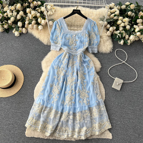 Lilou's Vintage French Inspired Lace Embroidery Sundress