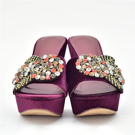 Gabby's Shoes Wedding Party Pumps with Rhinestone Platform Heels