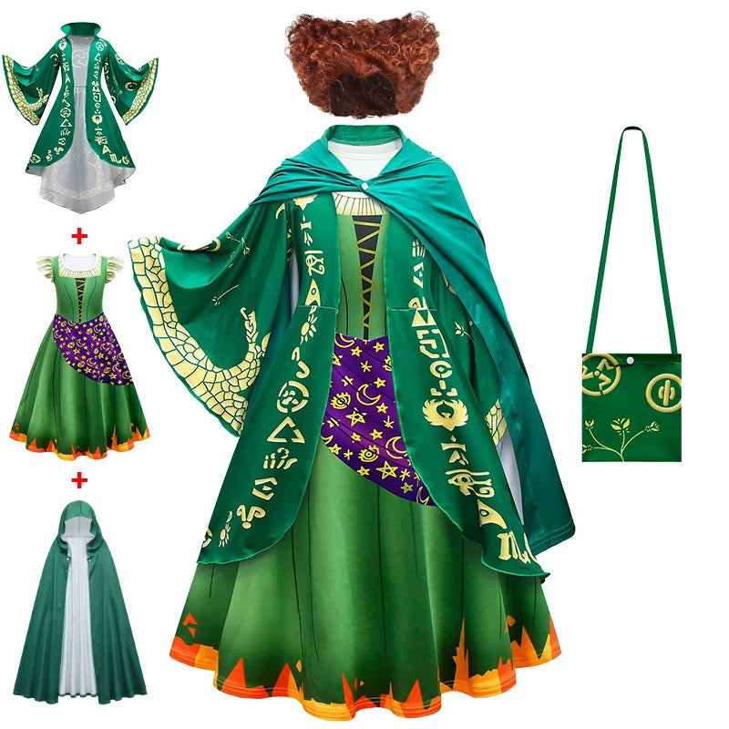 Hocus Pocus 2 Halloween Costume Child Sanderson Sisters Party Dresses Winifred Witch Costumes Children