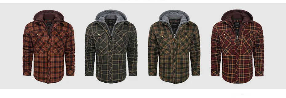 Woodsman Cotton Plaid Hooded Jacket Thick Warm Winter Plaid Shirts