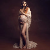 Champagne Gatsby Tulle Maternity Gown Photoshoot Dress