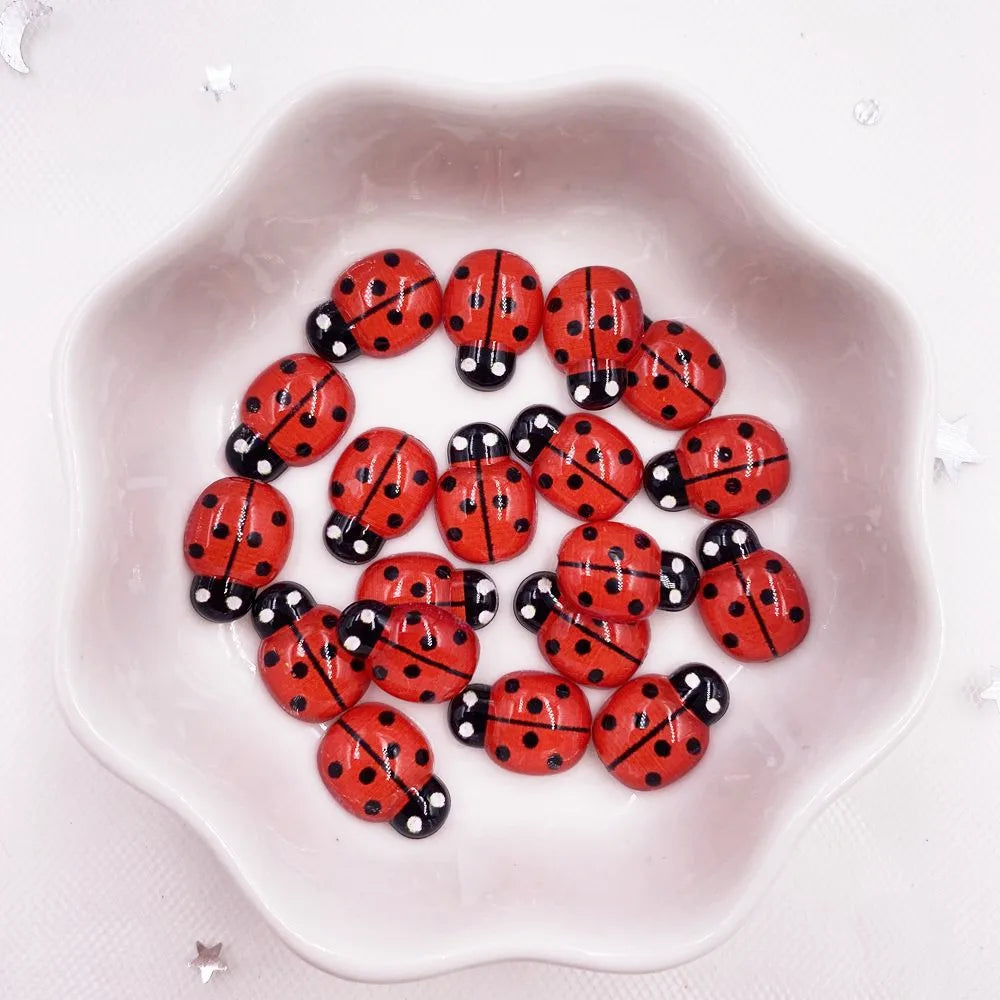 Sixty Mini Red Ladybug Beetles Resin 9mm*13mm Flatback Cabochon DIY Craft