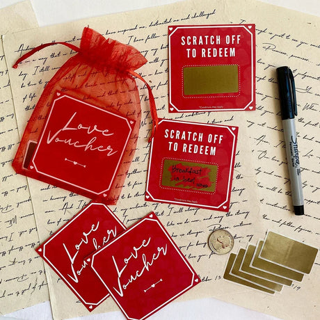 Love Vouchers Five DIY Scratchies Scratch Off Stickers Gifts Cards