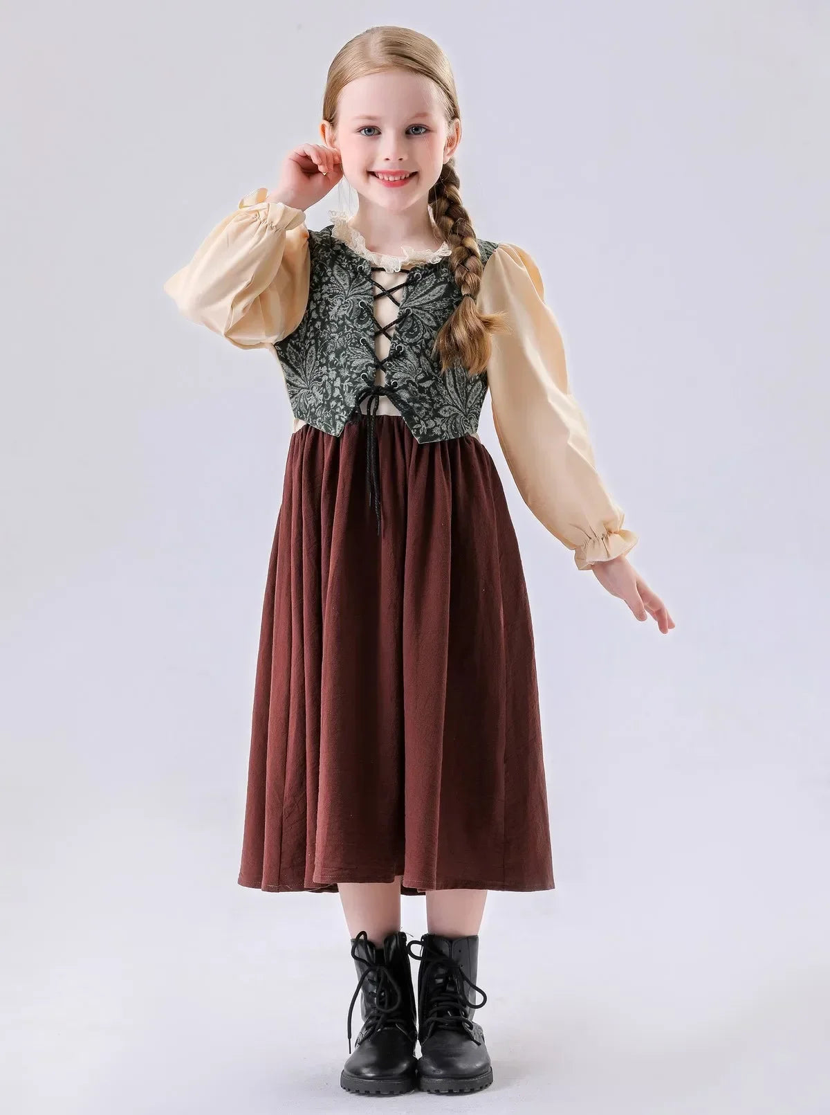 Medieval Peasant Children Cosplay Halloween Stage Performance Costumes
