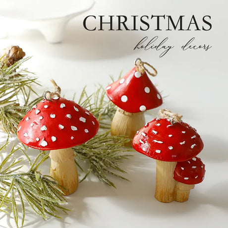 1/3Pcs Red Mushroom Christmas Tree Hanging Ornaments
