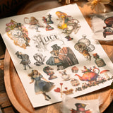 Alice In Wonderland 3 sheets A5 RUB ON Transfer Sticker Scrapbooking Junk Journal DIY Crafts
