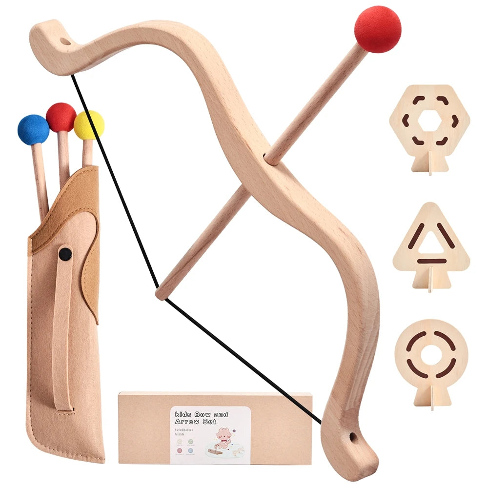 Bow and Arrow Toy Archery Set for Children Montessori Wooden Outdoor Toys Fine Motor Skills