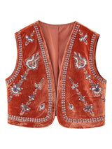 Janet's Floral Embroidered Velvet Vest Waistcoat
