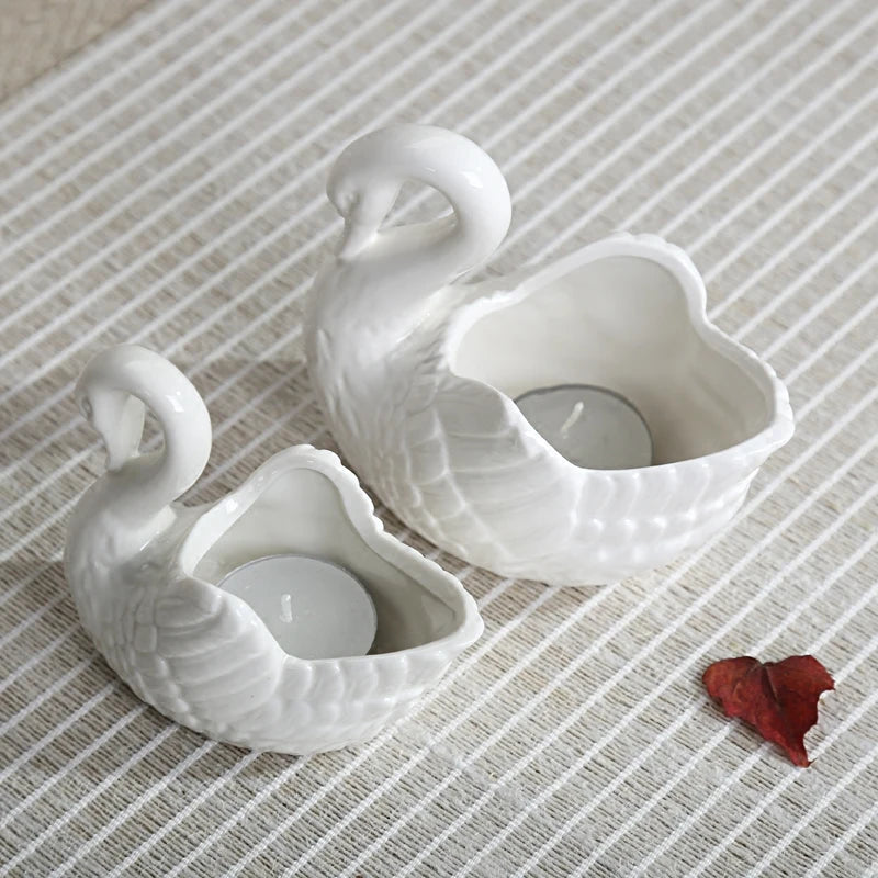 Swan Ceramic Flower Pots Home Decoration Storage Ornaments