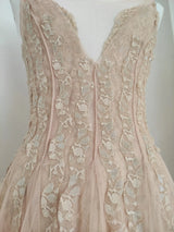 Sylvie's French Lace Embroidered Mesh Evening Dress