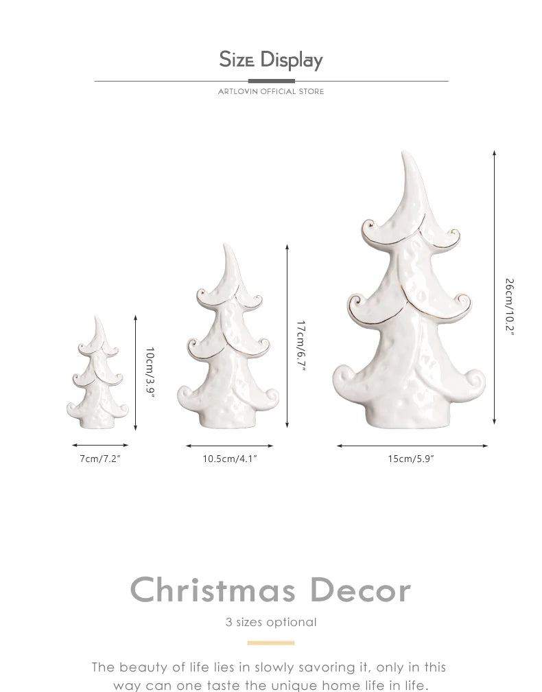 Nordic Style Ceramic Tree Figurines Christmas Decorations