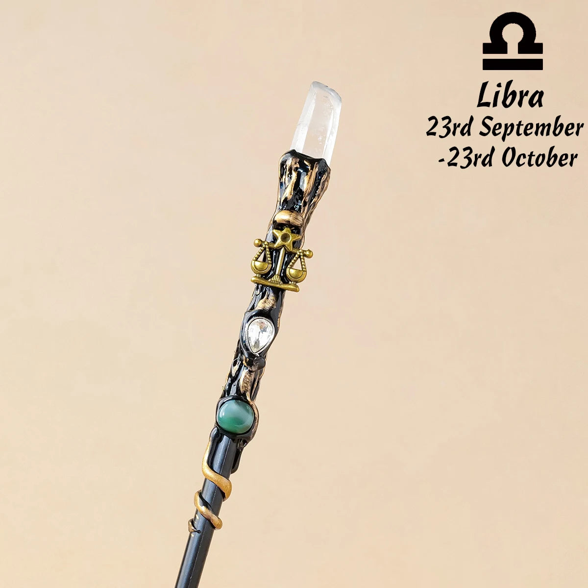 1PC Zodiac Natural Clear Quartz Crystal Point Magic Wand Witch Sceptre