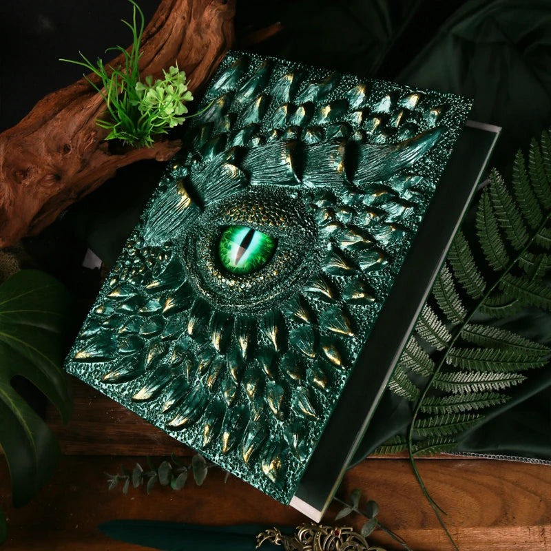 Green Dragon A4 Binder Loose-Leaf Notebook Embossed Hard Resin Sculpted 3D Book