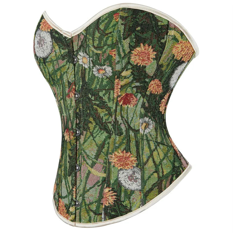 Dandelion Overbust Corset Top Floral Monet Oil Painting Corsets