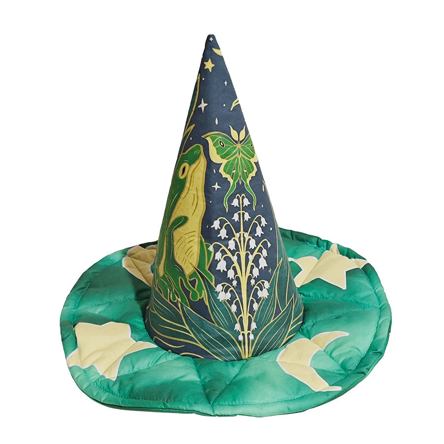 Mint Green Nouveau Moon Frog Witch Hat