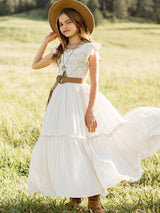 Girls Maxi Lace Chiffon Photoshoot Dresses For 3-15 Years
