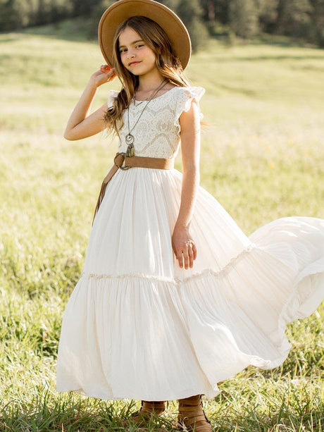 Girls Maxi Lace Chiffon Photoshoot Dresses For 3-15 Years