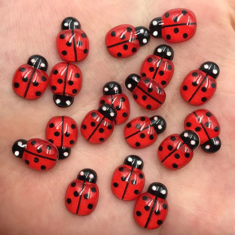 Sixty Mini Red Ladybug Beetles Resin 9mm*13mm Flatback Cabochon DIY Craft