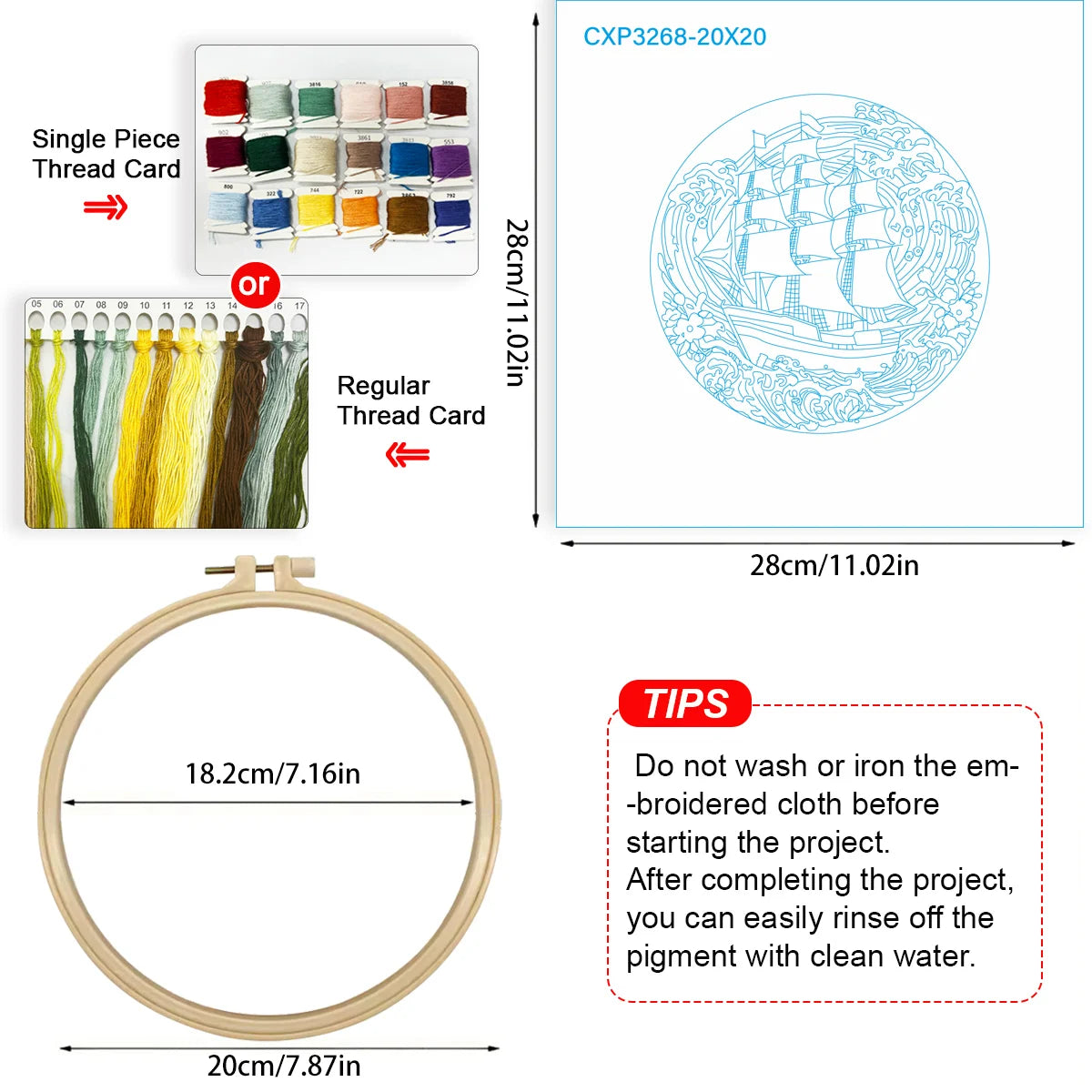 A Ship In the Ocean DIY Embroidery Kit for Beginners