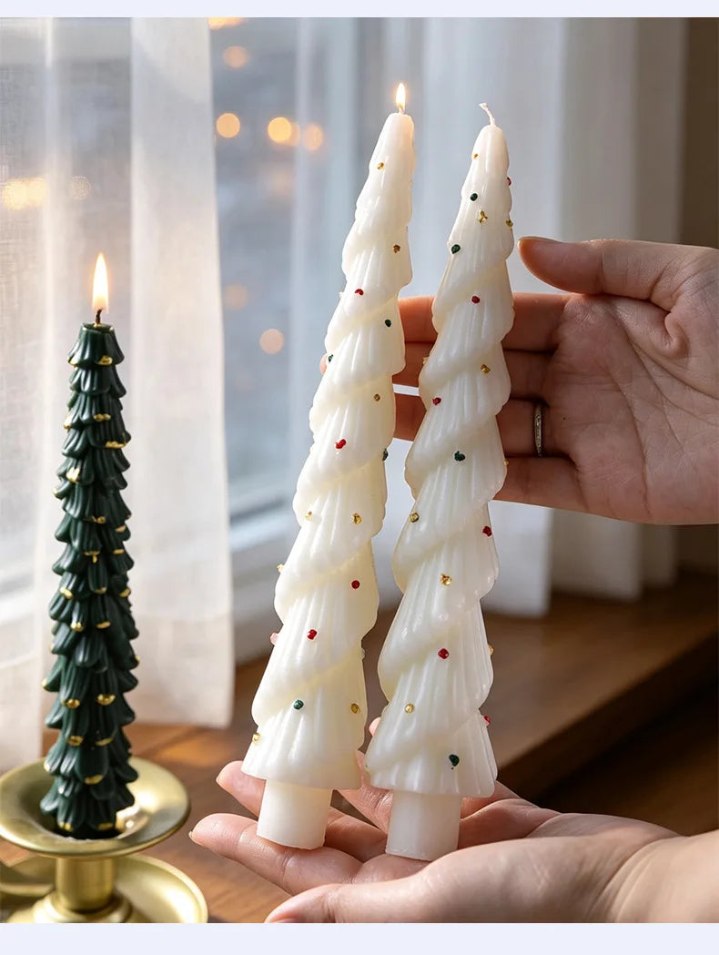 Christmas Tree Taper Candle Pine Tree Candlestick Xmas Dinner Table Decor