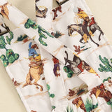 Cowboy Print Corduroy Overalls Baby Girl Summer Romper Toddler Clothes