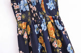 Sharona's Navy Blue Floral Print Spaghetti Strap Dress