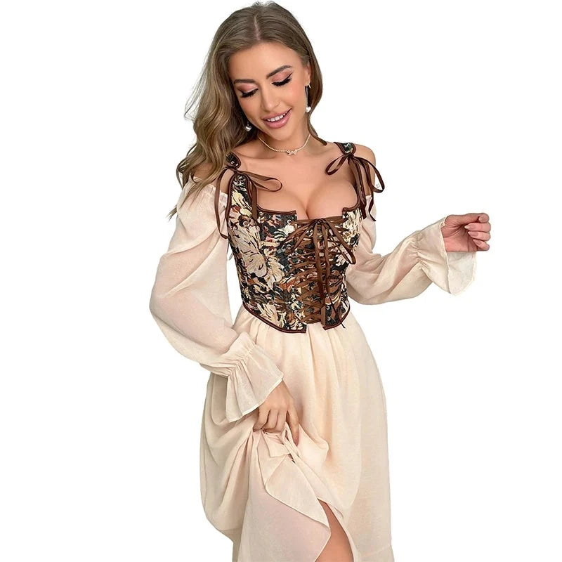 Meadow's Renaissance Lace Up Boned Floral Corset