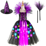 Girls Witch Ghost Vampire Halloween Costume Fluffy Tulle Dress