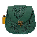 Medieval Leaf-Patterned Embossed PU Leather Waist Bag Forest Belt Pouch Renaissance Costume Accessories Cosplay Props