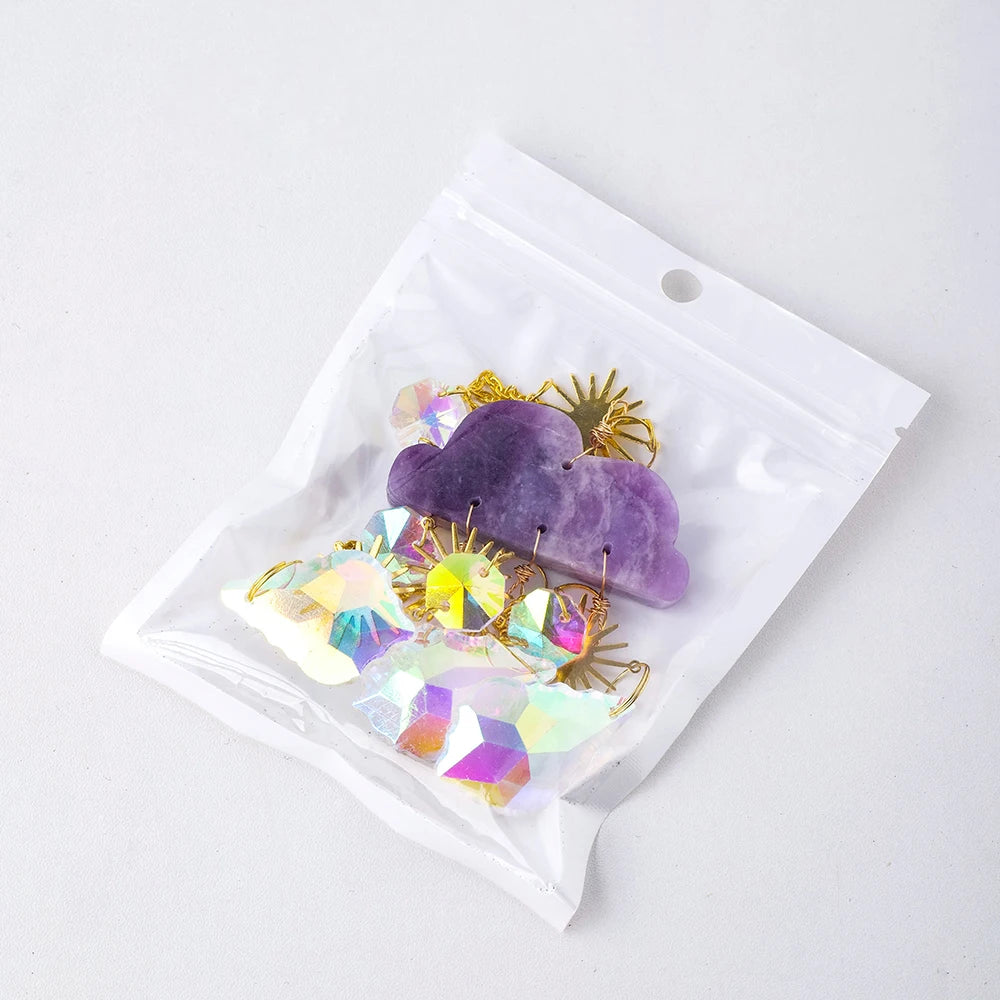 Natural Crystal Cloud Sun Catcher Cherry Agate Lepidolite
