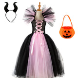 Girls Witch Ghost Vampire Halloween Costume Fluffy Tulle Dress