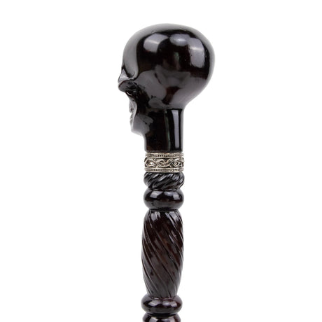 Black Skull Wooden Walking Stick Cosplay Sceptre Cane 93cm