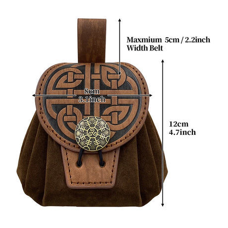 Medieval Pu Leather Belt Waist Coin Purse Drawstring Bag