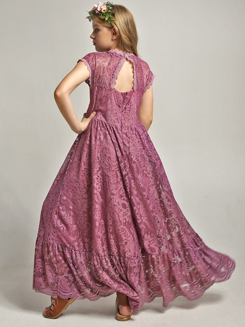 Girls Maxi Lace Chiffon Photoshoot Dresses For 3-15 Years