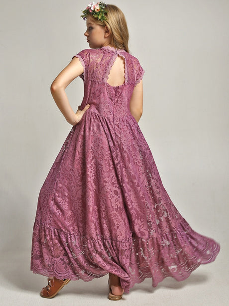 Girls Maxi Lace Chiffon Photoshoot Dresses For 3-15 Years