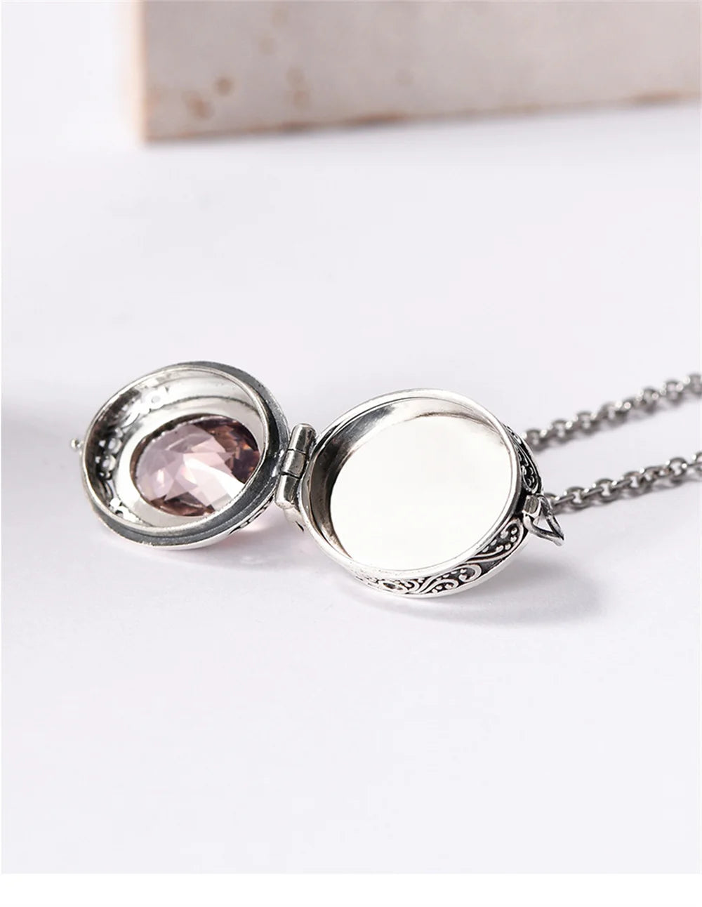 The Secret Keeper's S925 Sterling Silver Locket Pendant Zircon Crystal