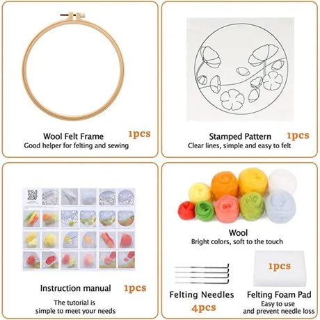 DIY Wool Felting Red Mushrooms Embroidery Kit Needle Wool Crafts