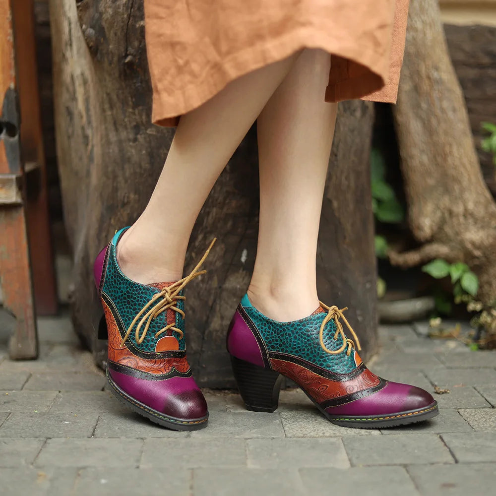Sabina's Genuine Leather Pumps Colourfun Shoes
