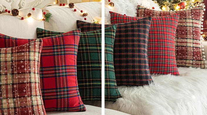 Christmas Plaid Cushion Pillow Covers Plush Pillows for Couch Sofa Living Room Decoration Nordic Home Decor